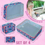 Disney Packing Organisers, Packing Cubes for Suitcases Luggage, Wash Bag (Navy Stitch)