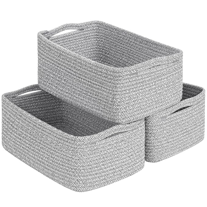 Goodpick Storage Baskets, Storage Bins for Shelves Gift Baskets Empty Small Toy Baskets Baby Rope Basket Woven Basket for Tow