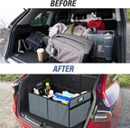 Simple Deluxe Car Trunk Organizer, 2 Compartments Collapsible Trunk Storage for SUV & Truck, Anti-slip Design, Made of Waterpr
