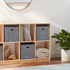 Amazon Basics Collapsible Cube Storage Bins, Space-Saving, Organizing Fabric Bins with Handles, 10.5 x 10.5 x 11 inches, Ligh