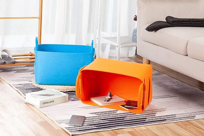 Minoisome Storage Basket Felt Storage Bin Collapsible& Convenient Box Organizer with Carry Handles for Office Bedroom Closet 