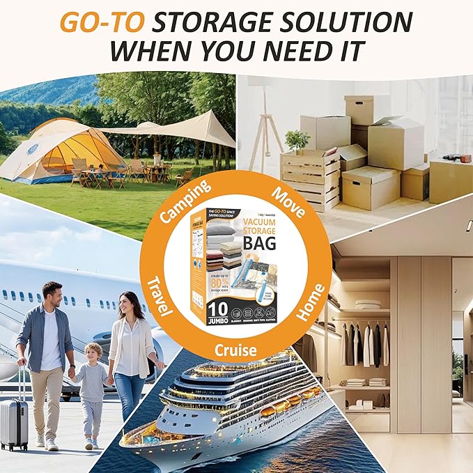 Cozy Essential Vacuum Storage Bags, 80% Compression Vacuum Seal Space Saver Plastic Packaging Bags for Clothes, Blankets, Pil