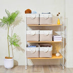 15x11x9.5 Inch Storage Baskets for Shelves,3 Pack Storage Bins，Foldable Organizer Boxes, Decorative Storage Basket for Organi