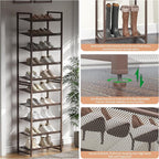 10 Tier Shoe Rack, Tall Metal Shoe Storage with Adjustable Shelves, Holds 20-25 Pairs, Stackable Shoe Stand for Garage Hallwa