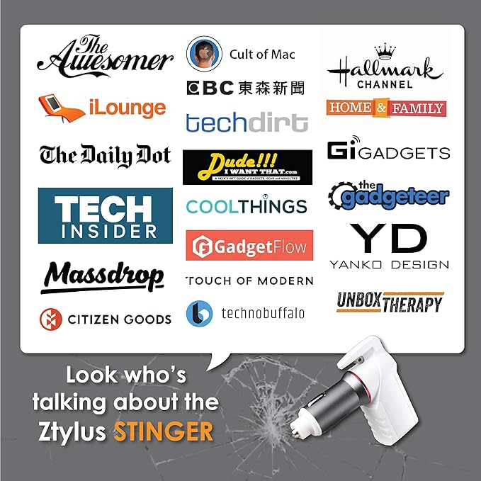 Stinger USB Emergency Escape Tool: Life-Saving Rescue Car Charger, Spring Loaded Window Breaker, Seat belt Cutter, Dual USB P