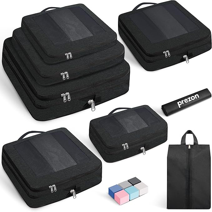 Compression Packing Cubes for Travel, Lightweight Vacation Travel Essentials, Travel Accessories for Suitcase Organizer Bags 