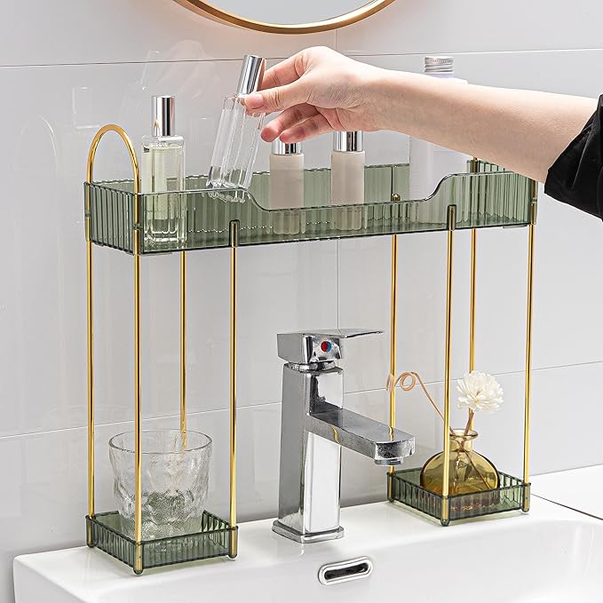 YCIA&DONE Bathroom Countertop Organizer Over The Faucet, Narrow Counter Organizers Above Sink, Table Mounted Faucet Sink Shel