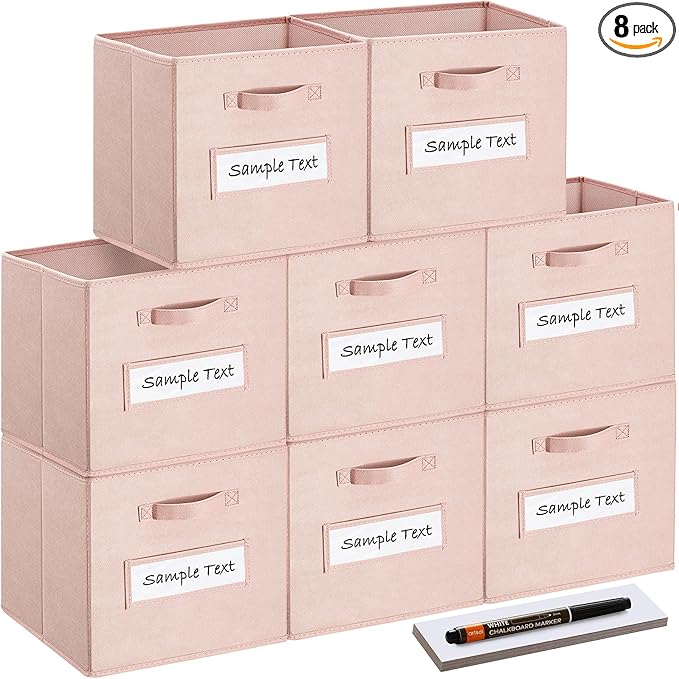 artsdi 13x13x13 storage cube bins(Set of 8) Fabric storage cubes with 8 Labels Window Cards & a Pen, storage cubes 13x13, Col