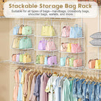 Sonyabecca Purse Storage Organizer for Closet : Adjustable 3-Pack Dividers Handbag Organizer - Stackable Wire Handbags Storag