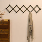 SKOLOO Accordion Wall Hanger with 16 Hooks, Modern Expandable Coat Rack Hat Rack for Wall, Solid Wooden, Dark Walnut Color