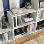 Homes: Inside + Out Apexa 2-Tier Cube Storage Organizer Shelves, Stackable Wood Bookcase Fits Cubby Bins for Organization, Do