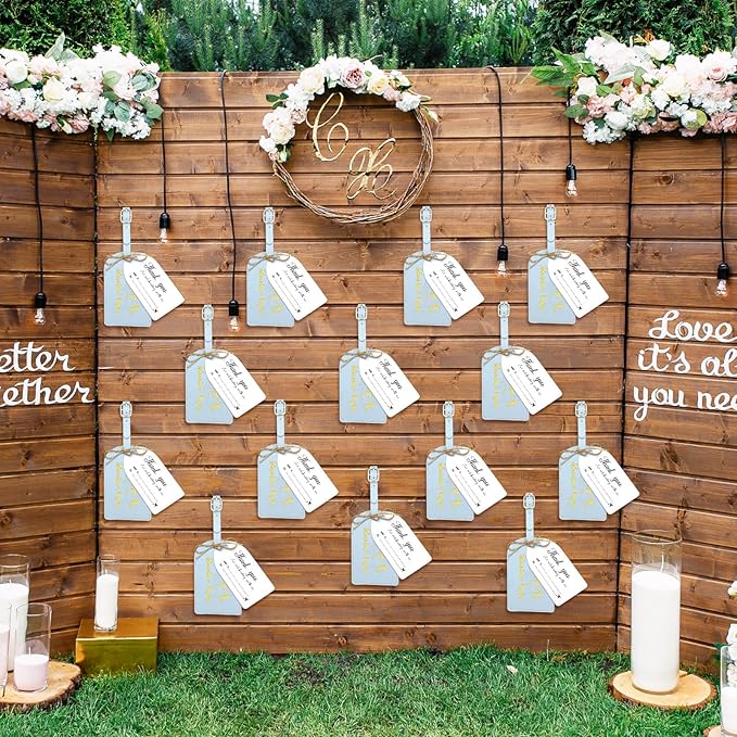 Sweetude 48 Sets Leather Luggage Tag Bulk and So The Adventure Begins Luggage Tags with Name Card for Wedding Bridal Shower B