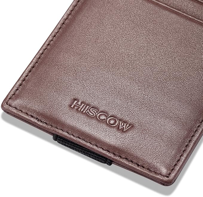 HISCOW Car Sun Visor Card Holder with Elastic Band Fastener - Italian Calfskin (Brown)