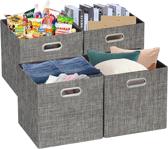 Posprica Storage Basket Bins,13×13 Foldable Storage Boxes Containers for Closet Organizer Shelf Cabinet Bookcase,Thick Fabric