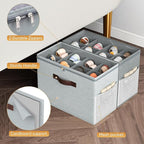 Budding Joy 2 Pack Shoe Organizer for Closet, Clear Foldable Shoe Storage Containers Adjustable Dividers Fits 16 Pairs,Shoe S