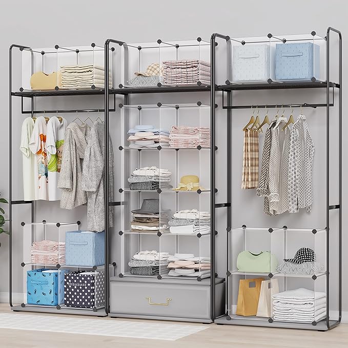 HOMIDEC Closet Organizers and Storage, 16 Cube Storage Organizer, Closet Organizer Bookshelf Cubes Shelves for Clothes, Bedro