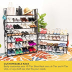 Sundaze Shoe Rack - 10 Tier Shoe Rack for Front Door Entrance, Sturdy Tall Shoe Organizer for Closet, Bedroom, Entryway, Gara
