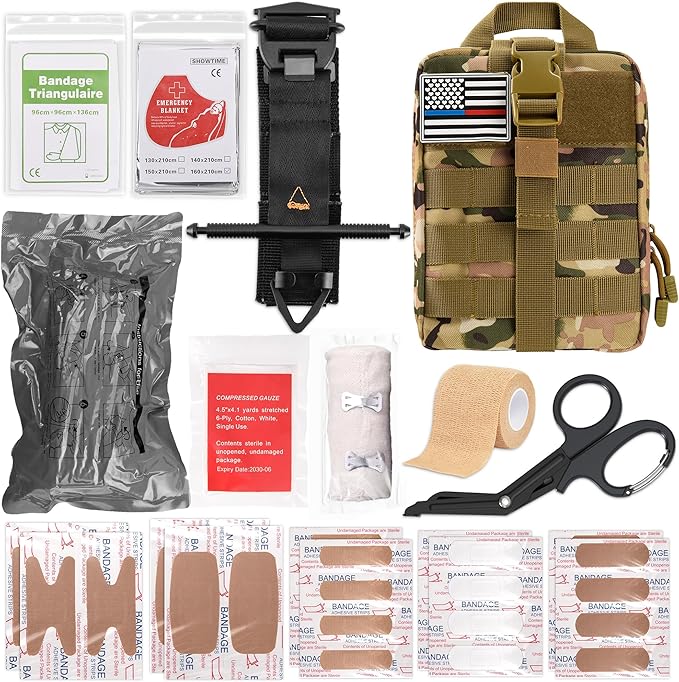 41 PCS IFAK Trauma Kit with Tourniquet, 4-Inch Israeli Bandage, Tactical First Aid Kit for Car, Camping, Hiking and Travel wi