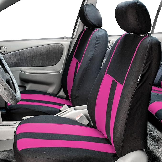 FH Group Car Seat Cover Front Set Striking Striped Car Seat Covers with Front Seat Covers and Rear Split Bench, Universal Fit
