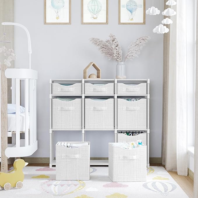Cube Storage Organizer with Storage Bins Included - The Perfect Closet Organizers and Storage Solution. Includes 9 Storage Cu