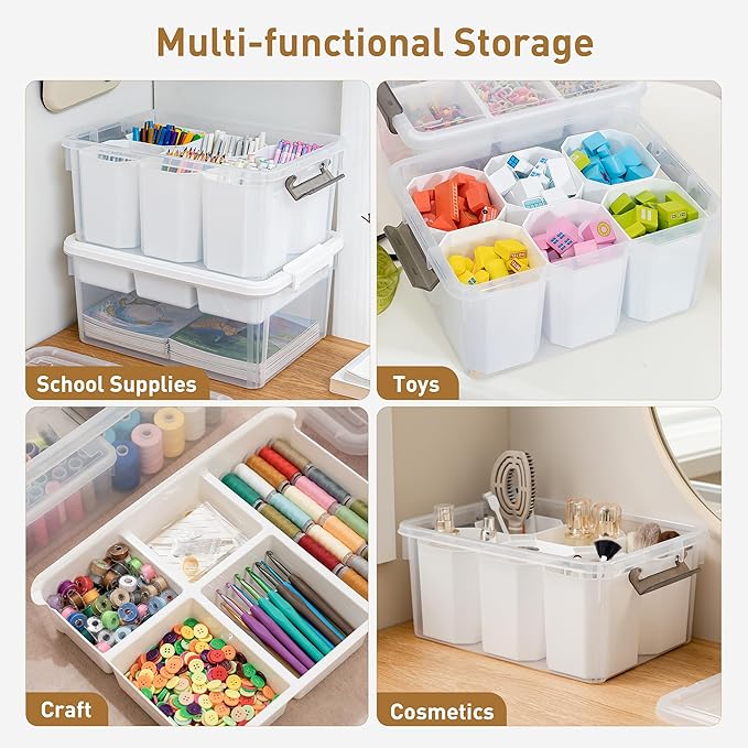 Citylife 17 QT Plastic Storage Bins Clear Storage Box with Lids Multipurpose Stackable Storage Containers for Organizing Tool
