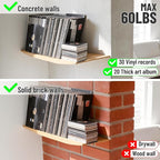 Floating Shelves for Concrete Wall: Solid Wood Shelf 15.75 and 23.6 inch with Heavy Duty Hidden Bracket for Display Books Pla
