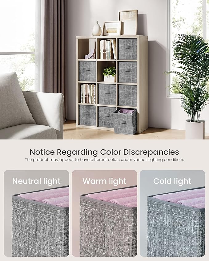 SONGMICS Storage Cubes, 10.2 x 10.2 x 11 Inches Non-Woven Fabric Bins with Double Handles, Set of 8, Closet Organizers for Sh