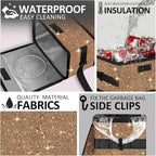 Cute Mini Car Trash Bag with Lid, Glitter Garbage Can Bin Hanging for Back/Front Seat/Console, Waterproof, Leakproof, 2.5 Gallon, Brown Bling Sparkly
