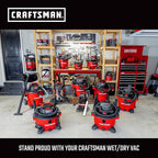 CRAFTSMAN CMXEVBE17250 2.5 Gallon 2.5 Peak HP Wet Dry Vac, Portable Shop Vacuum Wet and Dry with Filter Bag, Hose and Attachm