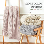 Admitrack Chunky Knit Blanket Throw, 100% Hand Knit Chenille Throw Blanket for Sofa & Home Decor, Soft and Cozy Knitted Throw