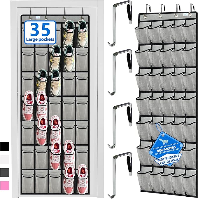 over the door shoe organizer,2025 upgraded,shoe organizer,35 Huge pockets,over door shoe organizer,Store size 13 shoes,shoe o
