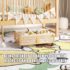 Under Bed Storage Containers with Wheels, Larger Bamboo Wood Under Furniture Storage Containers with Dust Bags，Rolling for Sh