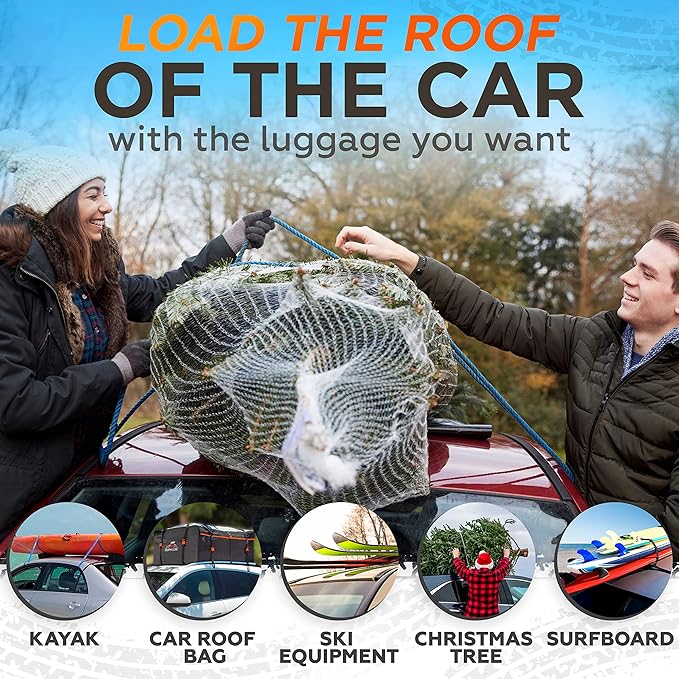 RoofPax 6 Rooftop Cargo Tie Down Hook Straps for Strapping Down Any Car Top Luggage. Waterproof, Attaches to Car Door Frame, Patent Registered, Extended Warranty
