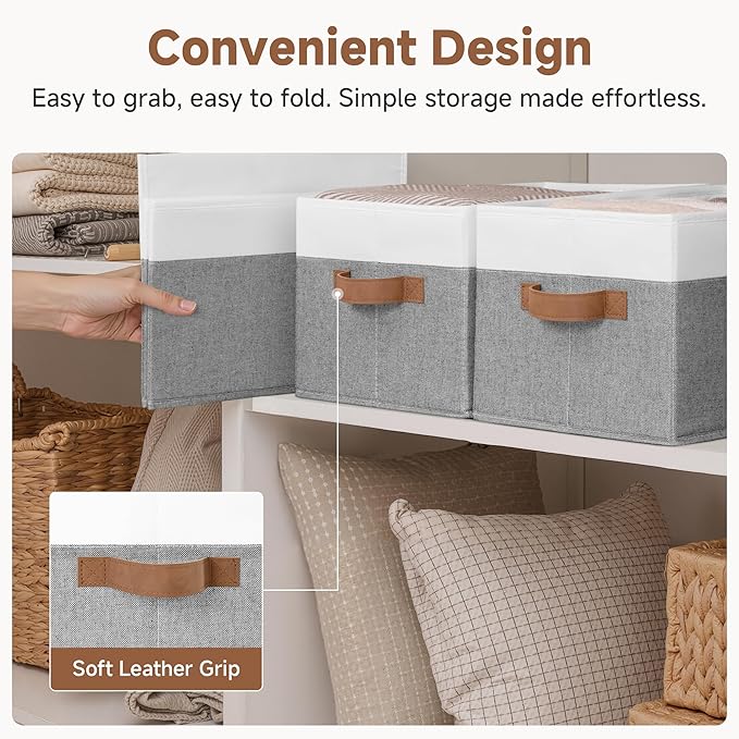 StorageWorks Fabric Shelf Baskets, Closet Organizers and Storage Basket, Foldable Storage Bins for Shelves, Clothes Storage B