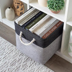 OrganiHaus 12x12 Cube Storage Bins 4 Pack, Foldable Cube Storage Organizer w/ Rope Handles, Collapsible Fabric Bins for Toys,