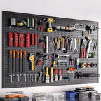 196 PCS Extra Thick 1/4" Pegboard Hooks Set, Heavy Duty Peg Board for Hanging Storage, Black Metal Pegboard Accessories with 