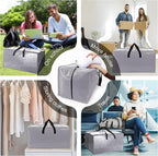6 Pack Heavy Duty Extra Large Moving Bags W/Backpack Straps - Strong Handles & Zippers, Storage Totes For Space Saving, Fold 
