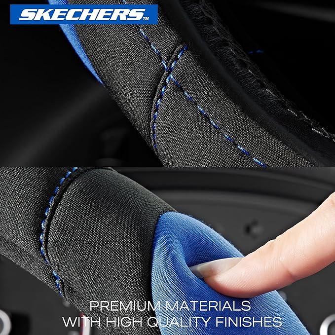 Skechers Steering Wheel Cover, Memory Foam Car Steering Wheel Cover,14.5-15inch Anti-Slip Safety Comfortable Desgin, Universa