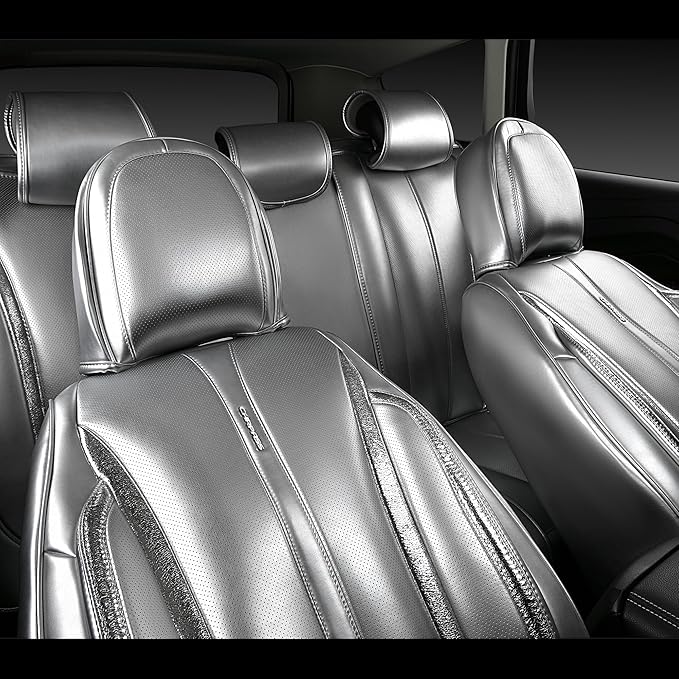 CAR PASS Ultra+ Nappa Leather Car Seat Covers Full Set Universal Cushioned, Soft Breathable Waterproof Anti-Slip Driver Seats