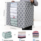 WISELIFE Storage Bags 4 Pack/100L Large Blanket Clothes Organization and Storage Containers for Comforters,Bedding, Foldable 