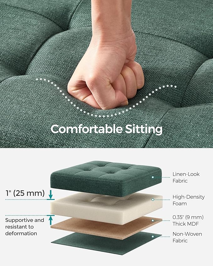 SONGMICS Mazie Collection - 30 Inches Folding Storage Ottoman Bench, Ottoman Foot Rest, End of Bed Bench, Storage Chest, Load