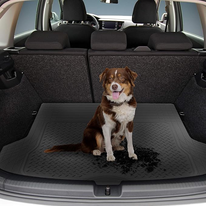 FH Group Climaproof™ Trimmable Non-Slip Vinyl Floor Mats Full Set - Universal Fit for Cars Trucks and SUVs (Gray) F11306 + F16400
