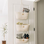 OrganiHaus White 3-Tier Wall Hanging Baskets for Organizing, Hanging Storage Basket, Over the Door Basket Organizer, Wall Mou