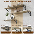 Floating Shelves with Black Metal Brackets Set of 2,30" Wx8 D Wall Mounted Shelves Floating Bookshelf,Hanging Storage Shelf f