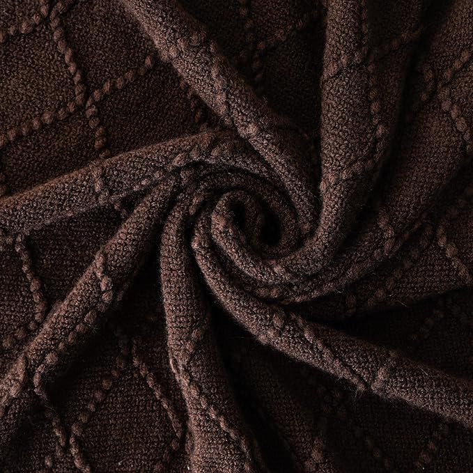 BATTILO HOME Dark Brown Throw Blanket for Couch, Chocolate Knit Throw Blankets for Home Decor, Decorative Brown Blanket for F