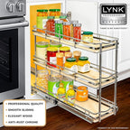 LYNK PROFESSIONAL® Élite™ Pull Out Spice Rack Organizer for Inside Kitchen Cabinets - 6" x 21" - Slide Out Drawer – Wood/Chro