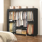 MOGELAFOO 64.5" Closet Wardrobe, Portable Closet for Bedroom, Freestanding Clothes Rack with Non-Woven Fabric Cover, 5 Hangin