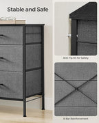 SONGMICS 6-Drawer Dresser for Bedroom, Chest of Drawers with Side Pockets, Drawer Dividers, Fabric Storage Organizer for Clos
