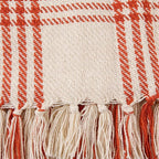 DII Modern Farmhouse Plaid Collection Cotton Fringe Throw Blanket, 50x60, White/Vintage Red