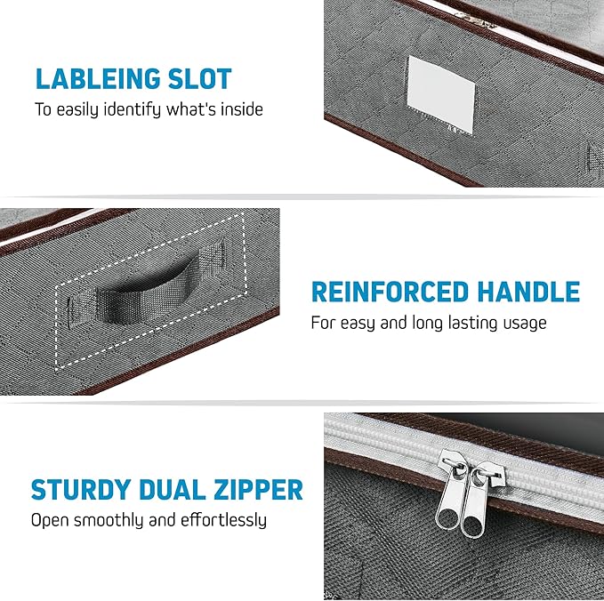 Under Bed Storage Bins - Pack Of 8 Under The Bed Storage Containers For Clothes, Blankets, Winter Clothing, & Shoes - Underbe
